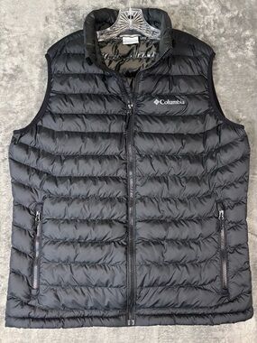 Columbia Womens Black Puffer Vest Size Large Omni-Heat Pockets Insulated